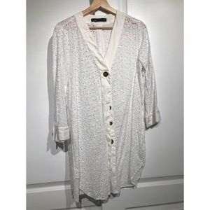 Zara linen eyelet shirt
